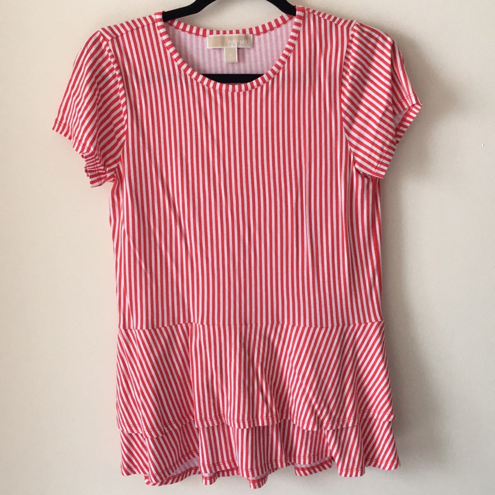 Michael kors striped peplum tee